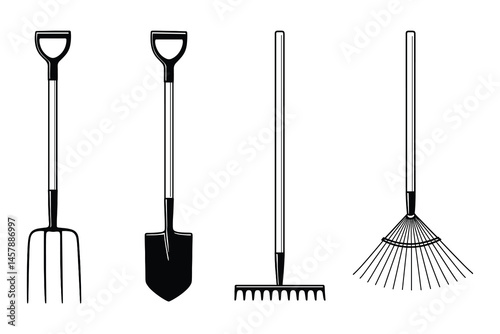 Garden tools collection isolated illustration
