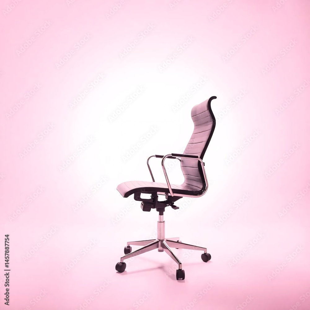 Modern Office Chair on Pink Background