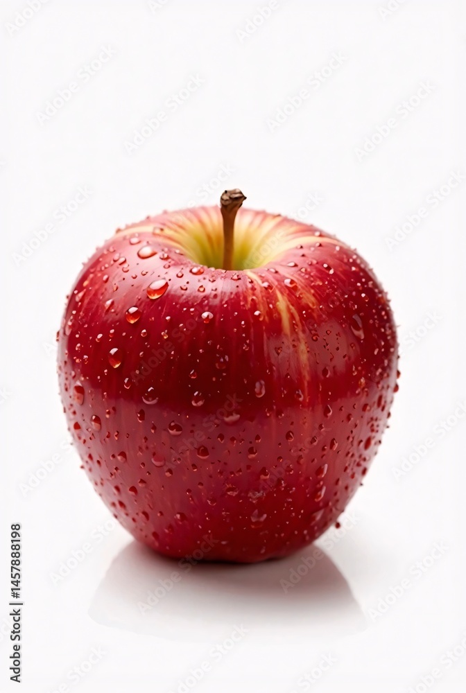 Red Apple with Water Drops
