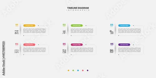 Infographic label design with shape infographic template design and 6 options or steps Can be used for process diagram, presentation