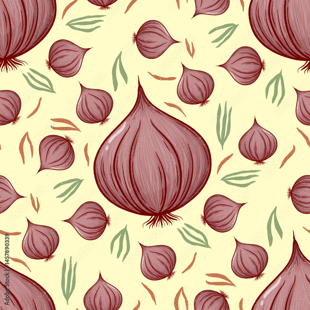 Simple Handdrawing Red Onions Seamless Pattern Wallpaper Fabric Textile And Background Design Simple Handdrawing Red Onions Seamless Pattern Wallpaper Fabric Textile And Background Design