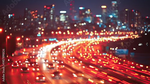 Wallpaper Mural Night City Highway Traffic Lights. Torontodigital.ca