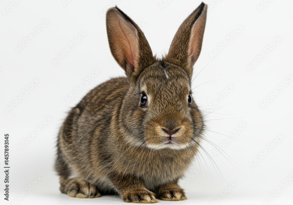 Portrait of a brown rabbit with long ears sitting on a white background Portrait of a brown rabbit with long ears sitting on a white background