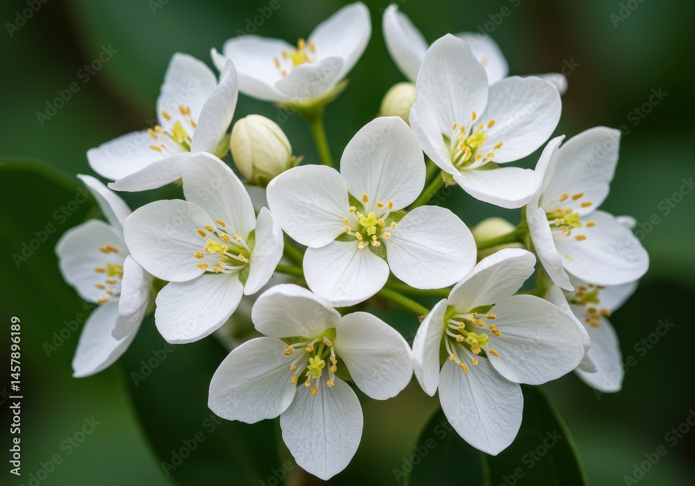 Obraz premium Close up of mexican orange blossom flowers with yellow stamens in bloom