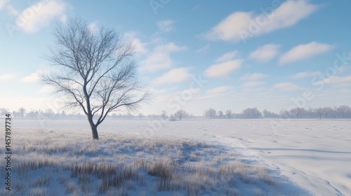 Wallpaper Mural Winter landscape with snow covered field and lone tree Torontodigital.ca