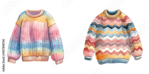 cute sweater watercolor vector illustration