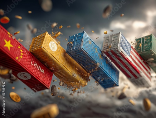 Editorial Concept of Global Trade Tension 