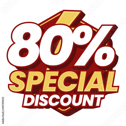 80% Special Discount Promotional Flash Offer Badge Label for Ecommerce Sale