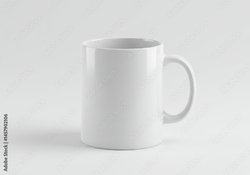 Fototapeta premium Simple white ceramic mug on a white background for branding mockups