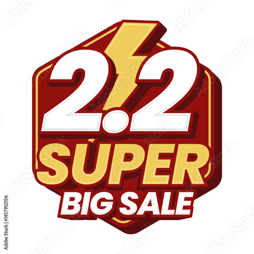 2.2 Super Big Sale Flash Discount Promo Badge Vector Illustration