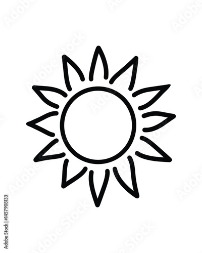 Simple sun icon representing sunshine warmth and summer season