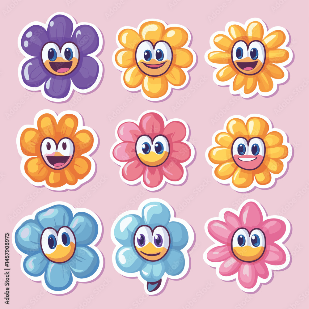 Groovy flower cartoon characters