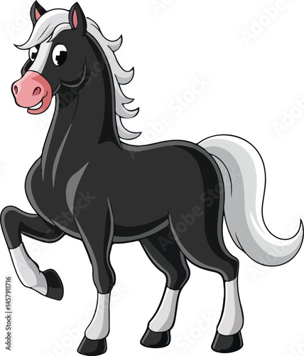 Cute Black Horse Vector