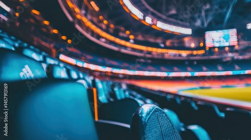 Empty stadium seats, arena interior view