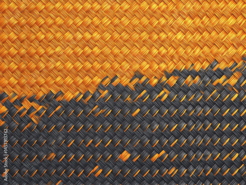 An elegant black and orange background showcasing a carbon fiber texture for modern design and visual projects
