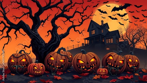 Orange Halloween Night Illustration