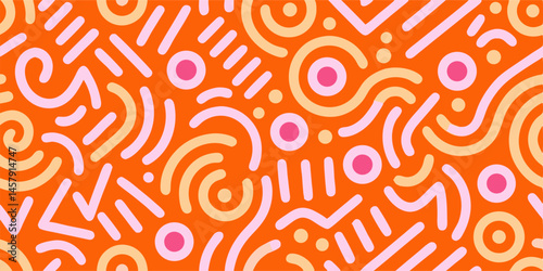 Wallpaper Mural Abstract Orange and Pink Line Art Pattern Background Torontodigital.ca