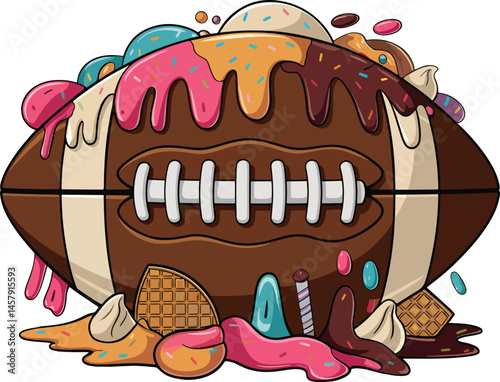 Chocolatey Ice cream drip Football Vector