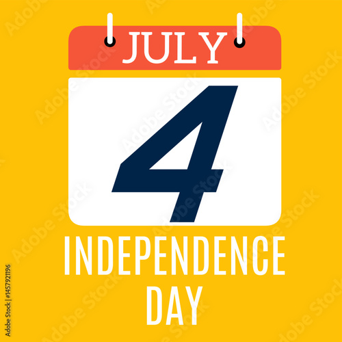 US Independence Day, July 4th. with calendar date 4. vector illustration.