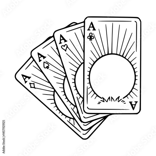 ace of spades, hearts, diamonds, clubs line art