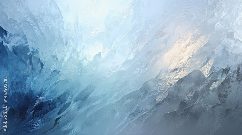 Fototapeta premium Abstract background of blue and white hues with frosted glass effect creating a soft and dreamy visual