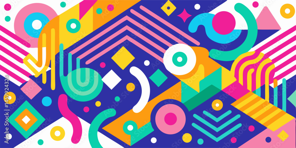 Abstract Geometric Pattern Background: Colorful Shapes and Lines Abstract Geometric Pattern Background: Colorful Shapes and Lines