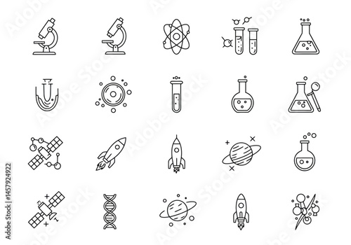 Science & Technology Icons: Research and Exploration