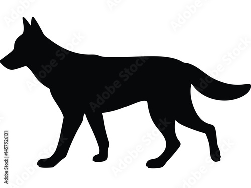 German Shepherd walking silhouette, Walking German Shepherd - Dog Pet Silhouette Illustration