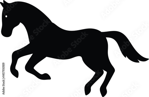 Vector silhouette of a horse in a jumping pose, Jumping horse silhouette vector illustration