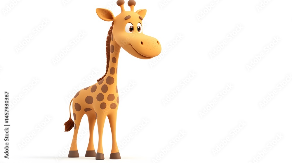 Obraz premium Animated cartoon giraffe with expressive features.