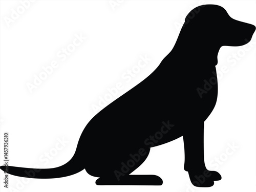 A dog is sitting  pose on the ground, Dog silhouette collection vector. Dog in various poses and activities like, sitting vector