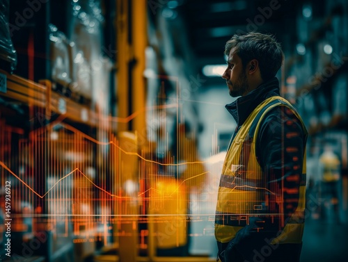 Double Exposure Editorial Image Depicting Skilled Labor and Rising Employment Trend