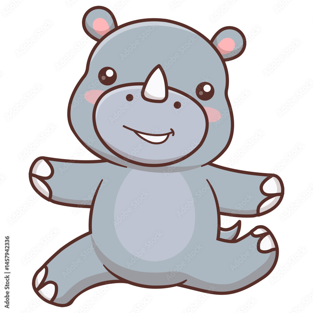 Cute Baby Rhino Character. Isolated Vector Cartoon Illustration. Cute Baby Rhino Character. Isolated Vector Cartoon Illustration.