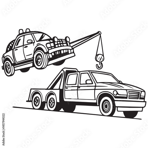 Car towing vector illustration