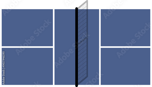 Pickleball Net Court Vector Illustration