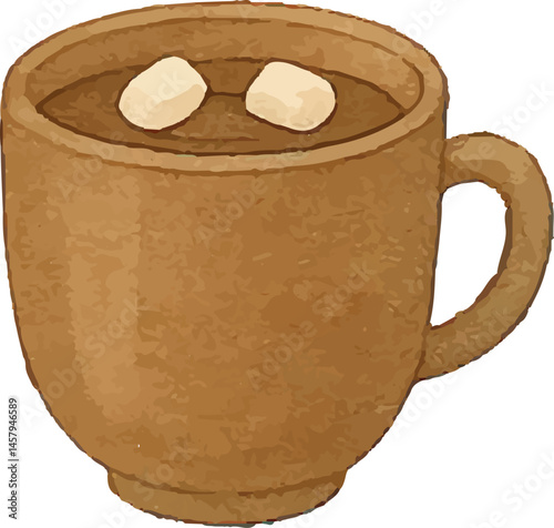 Digital illustration of a cozy cup of hot chocolate topped with marshmallows, exuding warmth and comfort, perfect for a cold day or a sweet indulgence