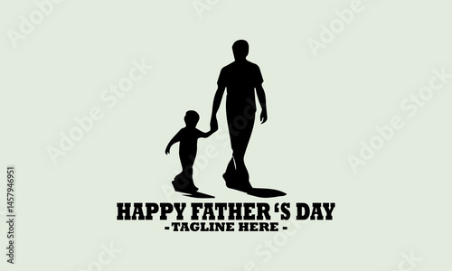 illustration vector happy father's day design, logo vector happy father's day art and silhouette of happy family on a white background