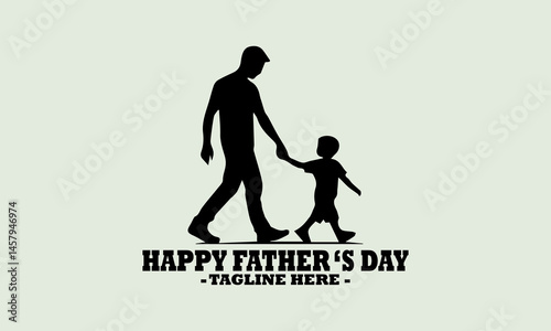 illustration vector happy father's day design, logo vector happy father's day art and silhouette of happy family on a white background