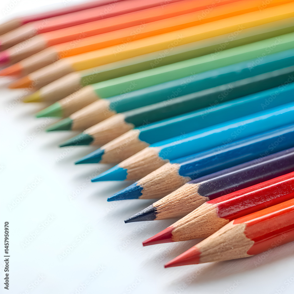 Fototapeta premium Vibrant Colored Pencils: A Colorful Background Image isolated on transparent background