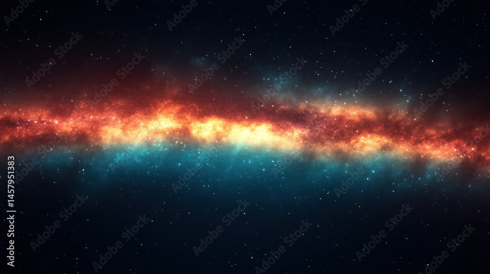 Obraz premium Cosmic Horizon: A Vibrant Interstellar Cloudscape with Starry Background