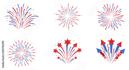 American Holiday Symbols with July 4th Celebration Vector Elements