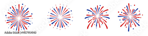 Fireworks Burst Vector in Red and Blue for Fourth of July Celebration
