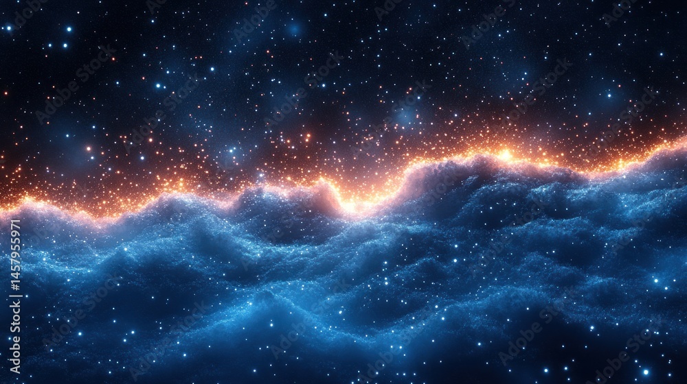 Fototapeta premium An Abstract Depiction of Celestial Light with Blue and Orange Hues