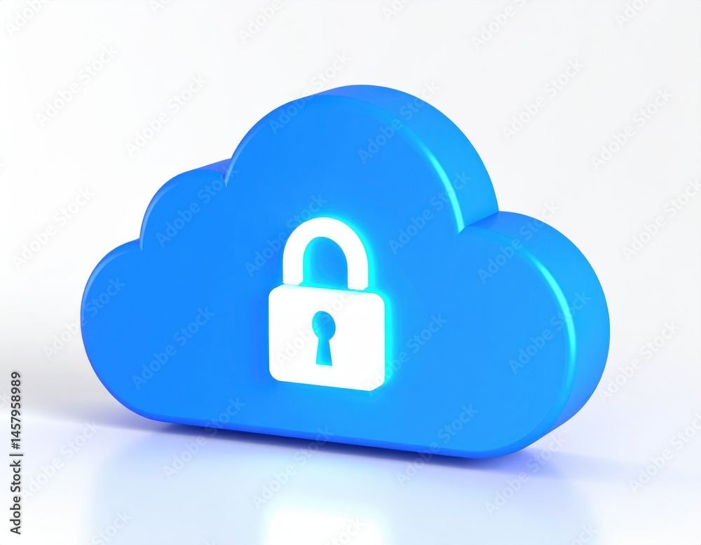 A blue cloud icon with a white padlock symbol, representing secure cloud storage or cloud data protection. A blue cloud icon with a white padlock symbol, representing secure cloud storage or cloud data protection.