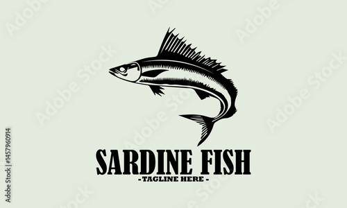 illustration sketch of sardine clean white background, sardine fish illustration vector design and sardine fish logo icon