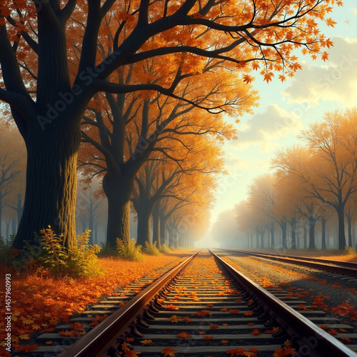 railroad in the morning