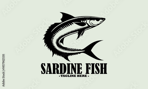 illustration sketch of sardine clean white background, sardine fish illustration vector design and sardine fish logo icon