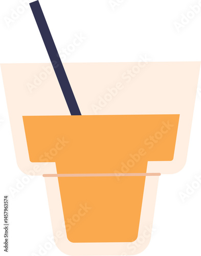 Cocktail glass with straw vector illustration