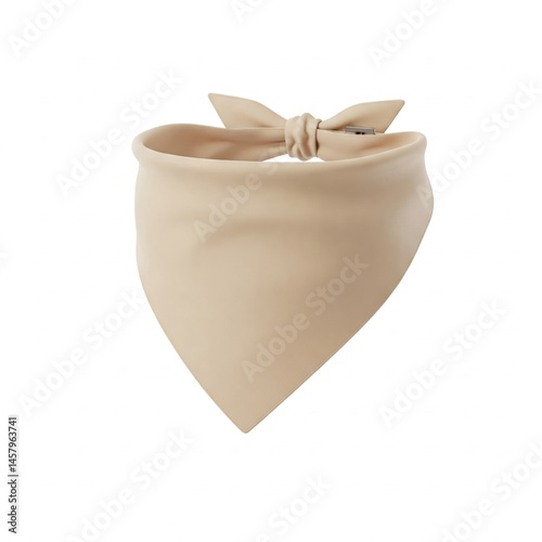A beige bandana with a knot, styled in a triangular shape on a white background.
