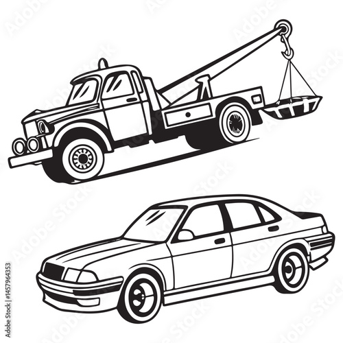 Car towing vector illustration